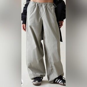 Gray Low Rise Parachute Pants